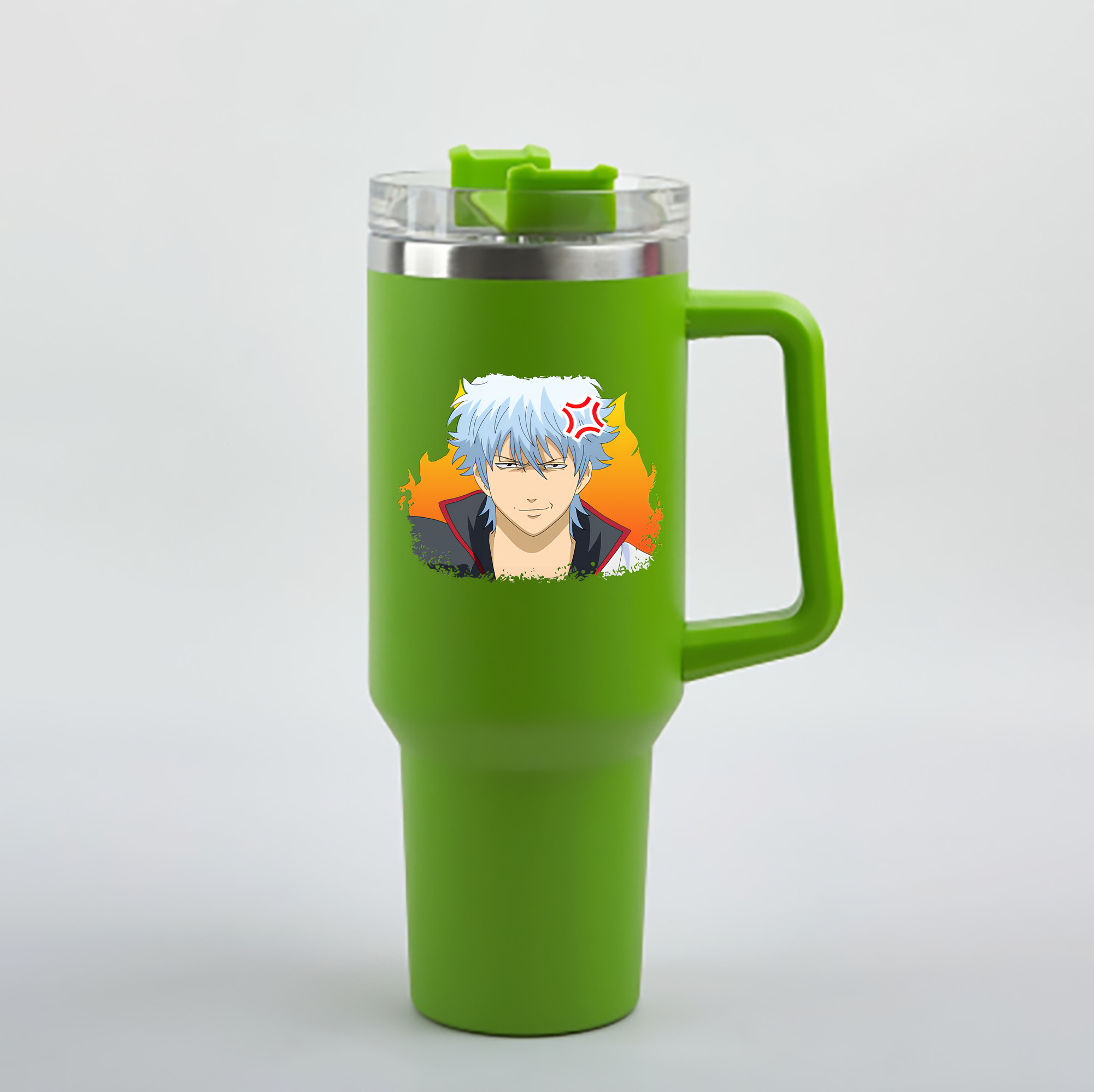 （画像用） ぎんたま 坂田銀時（さかたぎんとき） 神楽 志村新八（しむら しんぱち） GINTAMA Sakata Gintoki Kagura Shimura Shinpachi 1200mL車用タンブラー - クリスタルステッカー（プラスチックストロー付き）